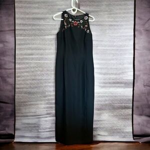 NWT Black maxi dress VINTAGE by Virgo Embroidered and sequins Sz 8